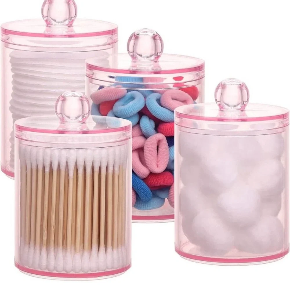 Pink Acrylic Storage Jars Set
